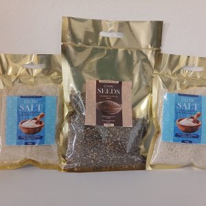 100g chia seeds +200g celtic salt